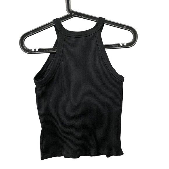 Uniqlo Bra Tank Top Womens M Black Ribbed Halter Padded Built In Bra Comfort - Picture 2 of 8
